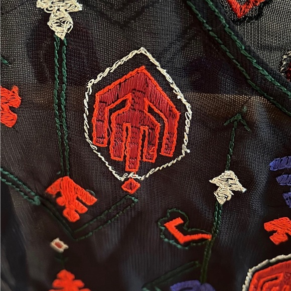 Lucky brand black embroidered sheer top - Picture 3 of 5